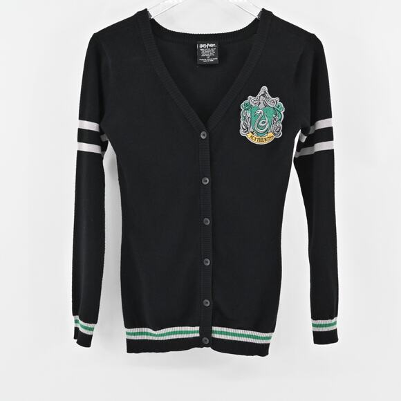 HARRY POTTER Womens Slytherin Cardigan Sz XS Button‎ Front Knit Sweater Hogwarts - Picture 1 of 11